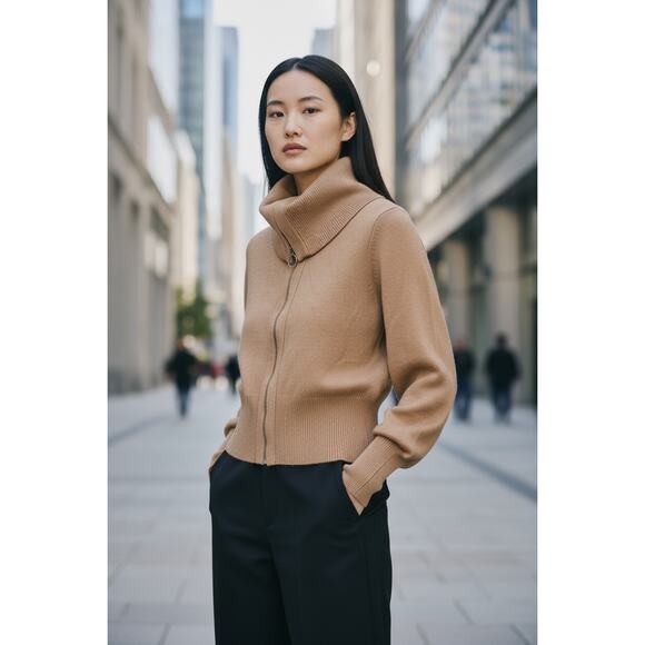 M Magaschoni Tan Zip Cardigan Sz S – Soft, Chic & Effortlessly Stylish! Casual - Picture 1 of 11